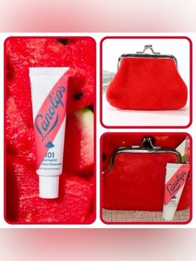 Watermelon Lanolips Lip Balm & Soft Bright Red Change Purse